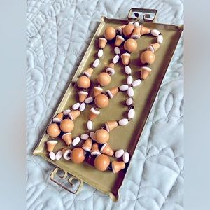 Vintage Wood & Milk Glass Bead Necklace